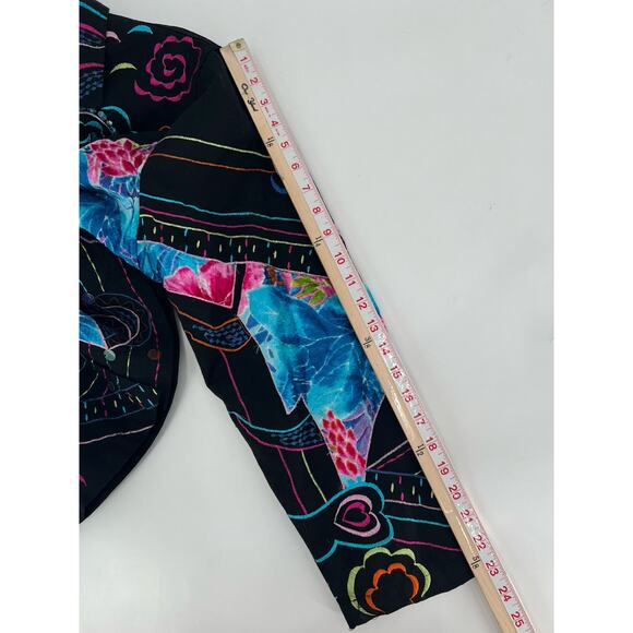 New Direction Vintage Jacket Womens XL Black Floral Heart Embroidered Button - Picture 16 of 16